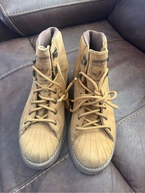 NEW adidas Tan Suede Lace-Up Ankle Boots